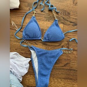 Blue gold chain bikini